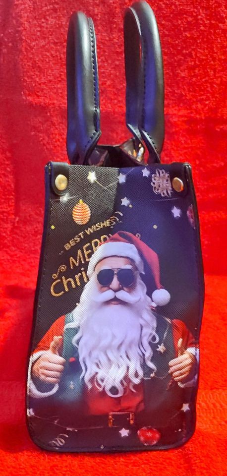 Punk Santa Leather Tote - Rockabilly Christmas Handbag