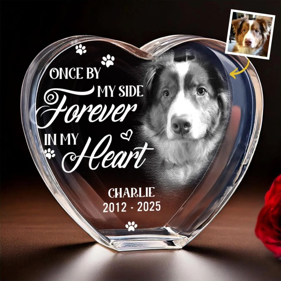 Custom 3D Crystal Photo Heart: Personalized Memorial Keepsake