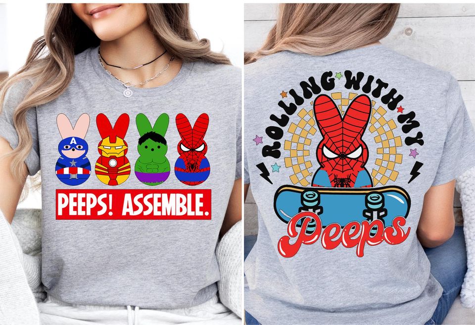 Peeps Assemble Easter Shirt, Avengers Easter Bunny Peeps Sweater, Marvel Rolling With My Peeps T-Shirt, Marvel Superhero Easter Sweatshirt