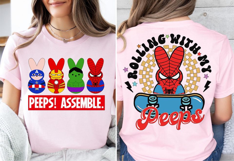 Peeps Assemble Easter Shirt, Avengers Easter Bunny Peeps Sweater, Marvel Rolling With My Peeps T-Shirt, Marvel Superhero Easter Sweatshirt