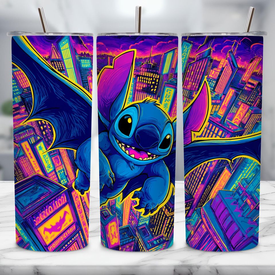 Superhero Cartoon Tumbler with Lid and Straw