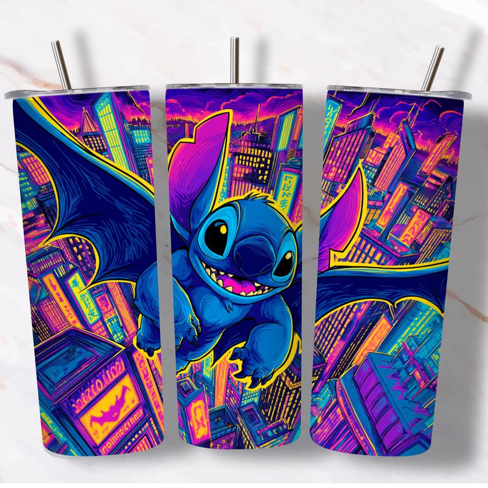 Superhero Cartoon Tumbler with Lid and Straw