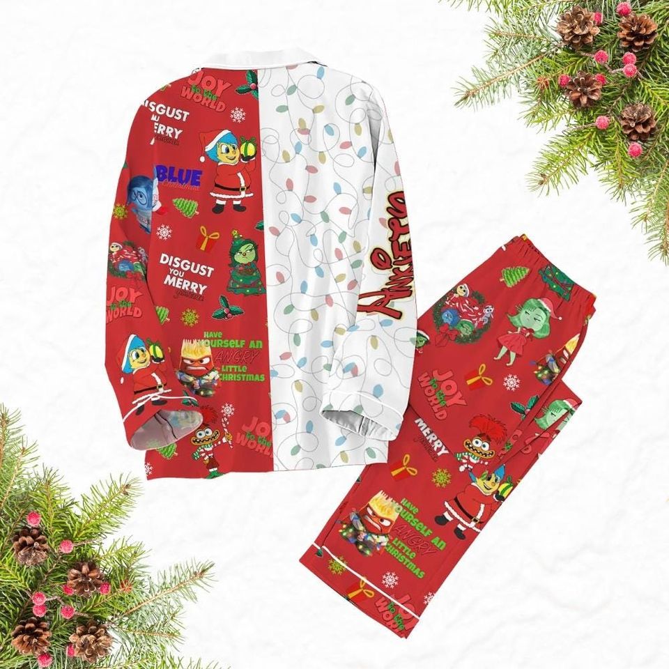 Anxiety Inside Out Christmas Pajamas, Disney Xmas Pajamas