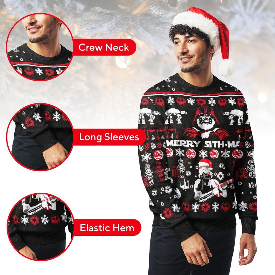 Star Wars Ugly Christmas Sweater, Merry Sithmas Darth Vader Sweater, Funny Sith Holiday Knit, Christmas Gift for Men Women, Geek Xmas S