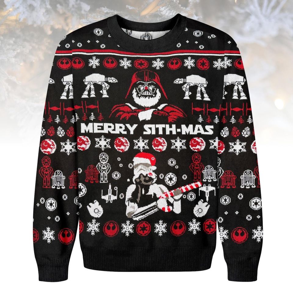 Star Wars Ugly Christmas Sweater, Merry Sithmas Darth Vader Sweater, Funny Sith Holiday Knit, Christmas Gift for Men Women, Geek Xmas S