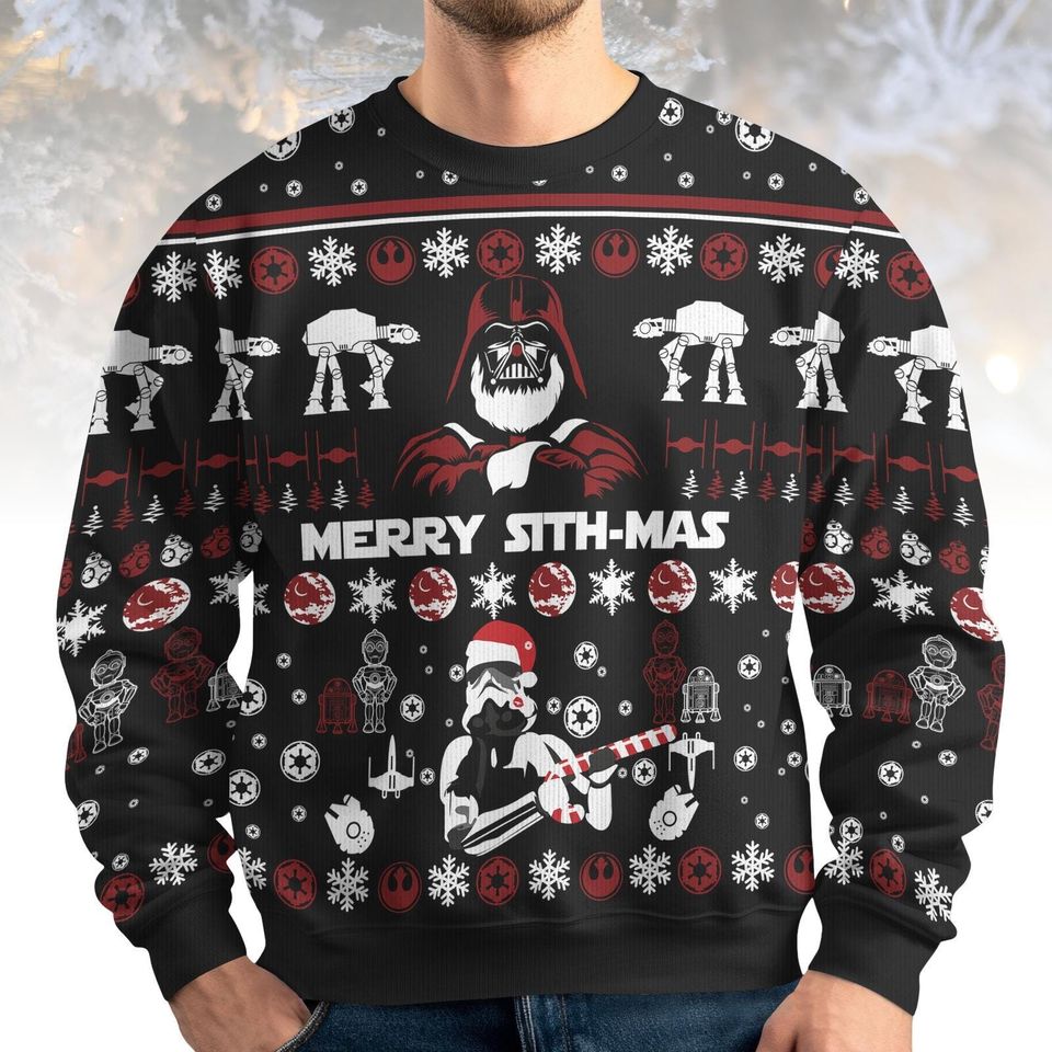 Star Wars Ugly Christmas Sweater, Merry Sithmas Darth Vader Sweater, Funny Sith Holiday Knit, Christmas Gift for Men Women, Geek Xmas S