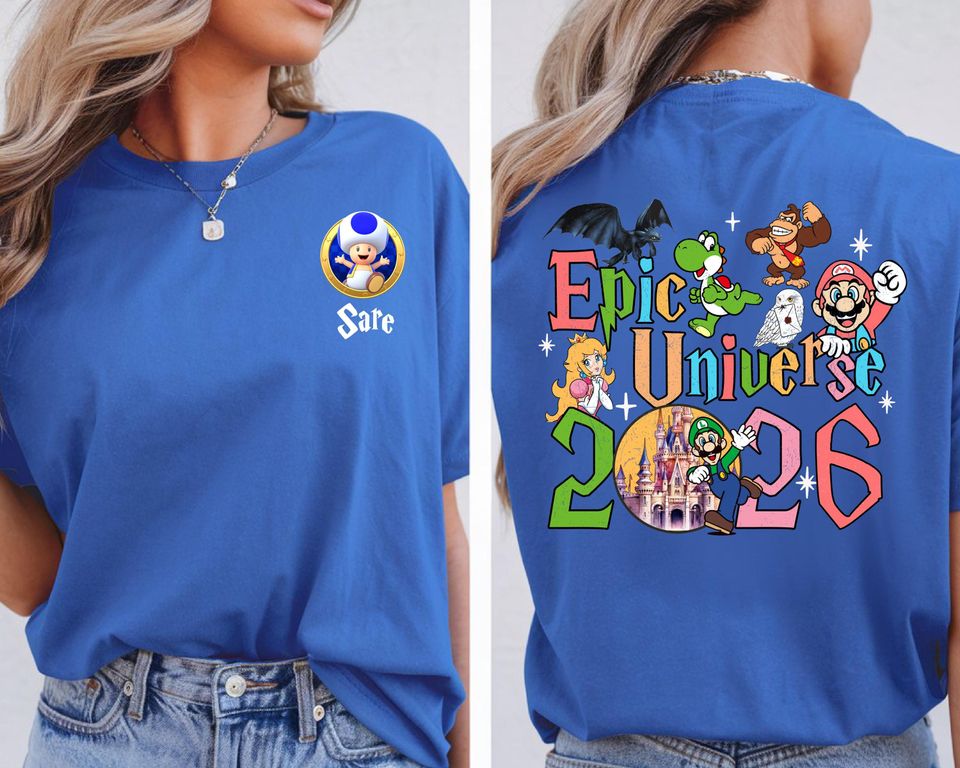 Custom Epic Universe 2026 Shirt, Family Universe Orlando  Park Trip Tee, Super Mario Bundle Characters, Epic Universe 2026 Family Trip Tee