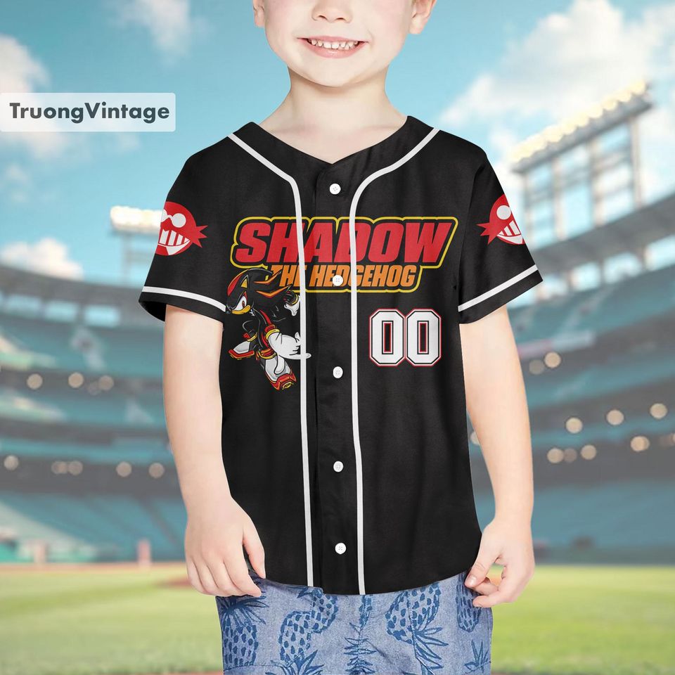 Personalized Shadow The Hedgehog Baseball Jersey, Sonic Baseball Jersey, Sonic Jersey, Gift for Sonic Fans