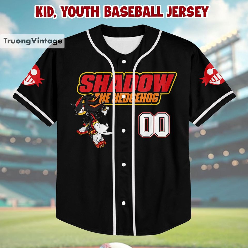 Personalized Shadow The Hedgehog Baseball Jersey, Sonic Baseball Jersey, Sonic Jersey, Gift for Sonic Fans