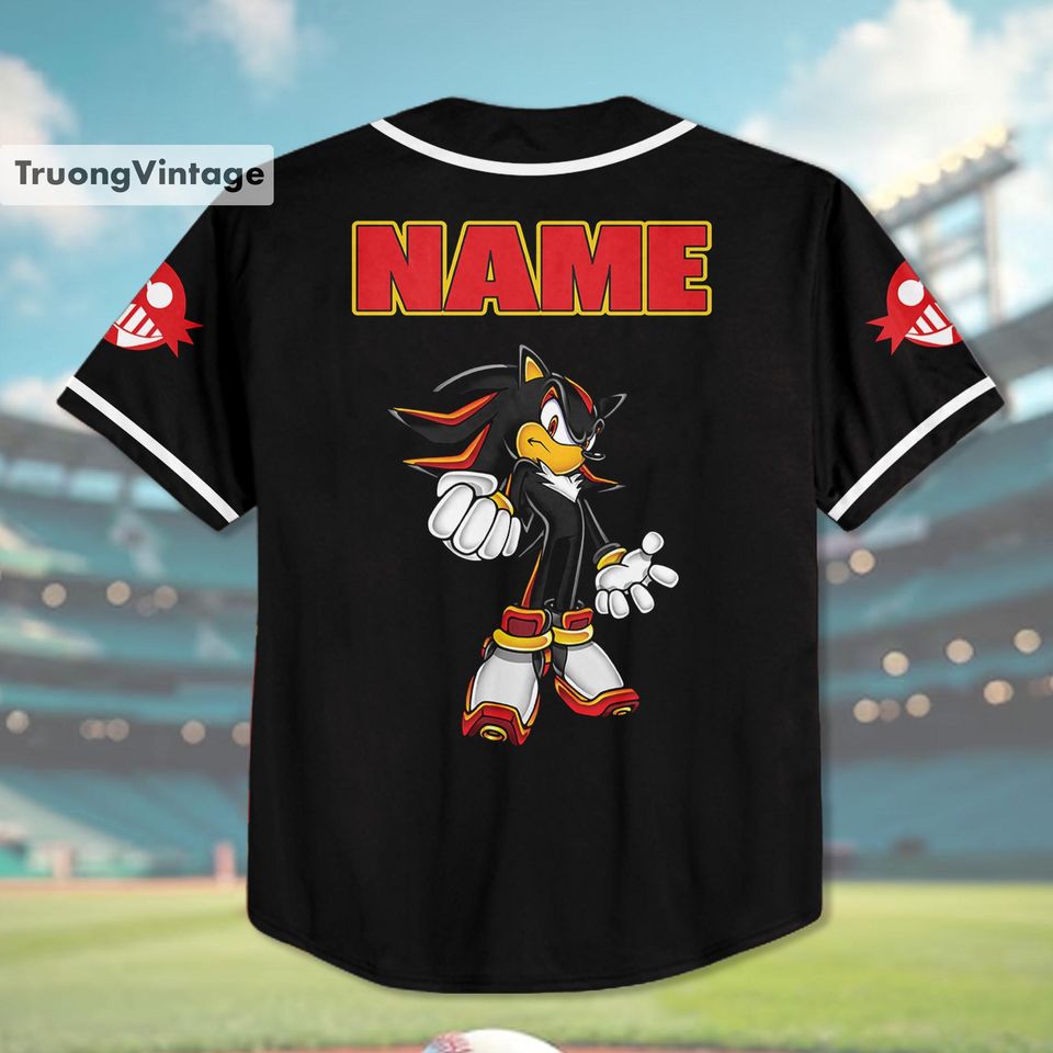 Personalized Shadow The Hedgehog Baseball Jersey, Sonic Baseball Jersey, Sonic Jersey, Gift for Sonic Fans