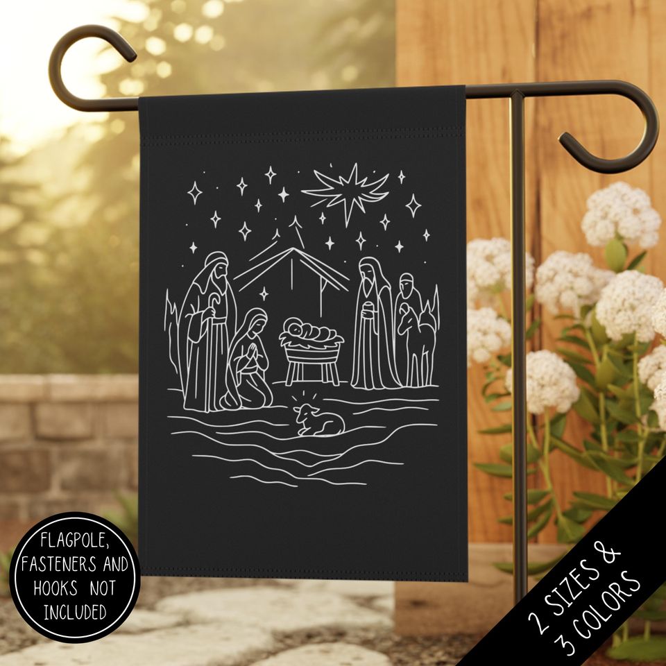 Christmas Garden Flag, Holy Nativity Holiday Yard Banner, Festive Garden Banner, Christian Garden Decor, Xmas Sign