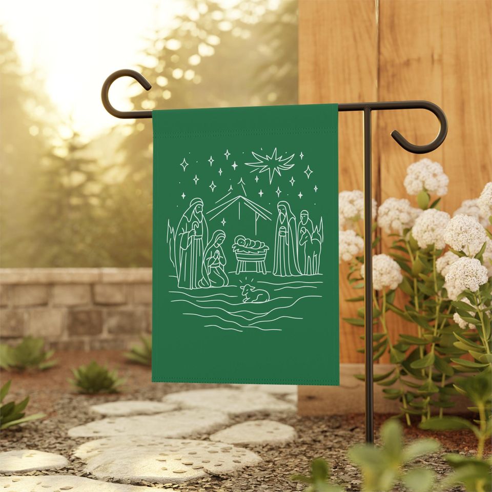 Christmas Garden Flag, Holy Nativity Holiday Yard Banner, Festive Garden Banner, Christian Garden Decor, Xmas Sign