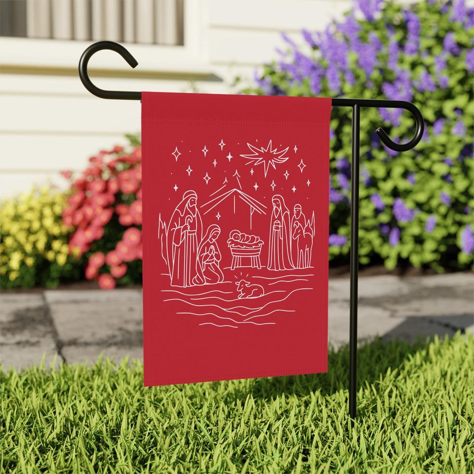Christmas Garden Flag, Holy Nativity Holiday Yard Banner, Festive Garden Banner, Christian Garden Decor, Xmas Sign