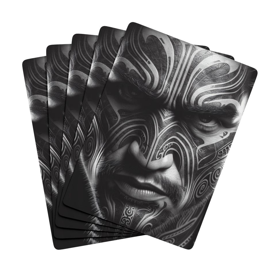 Maori Moku Face Playing Cards: Tribal Poker Deck