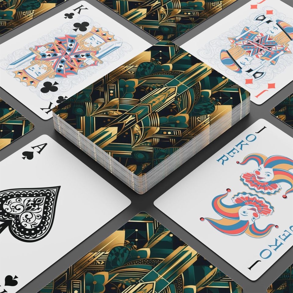 Art Deco Poker Cards - Vintage 52-Card Playing Deck