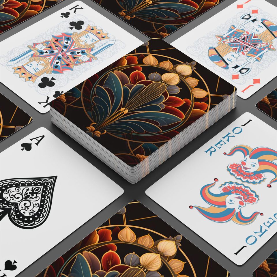 Art Deco Design Playing Card Deck - Vibrant Poker Cards Set