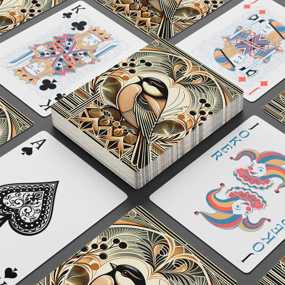 Art Deco Bird Playing Cards: Vintage Card Game Deck