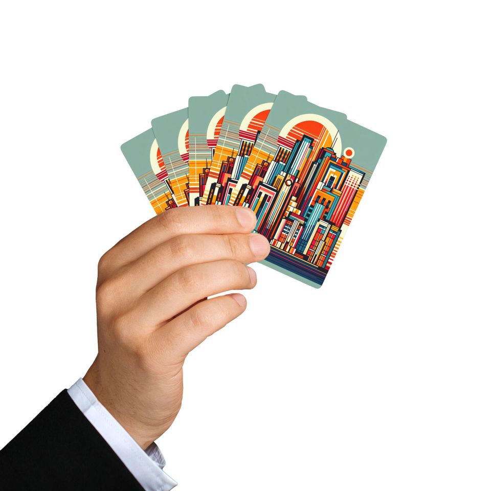Art Deco Cityscape Playing Cards - Poker Deck for Game Night
