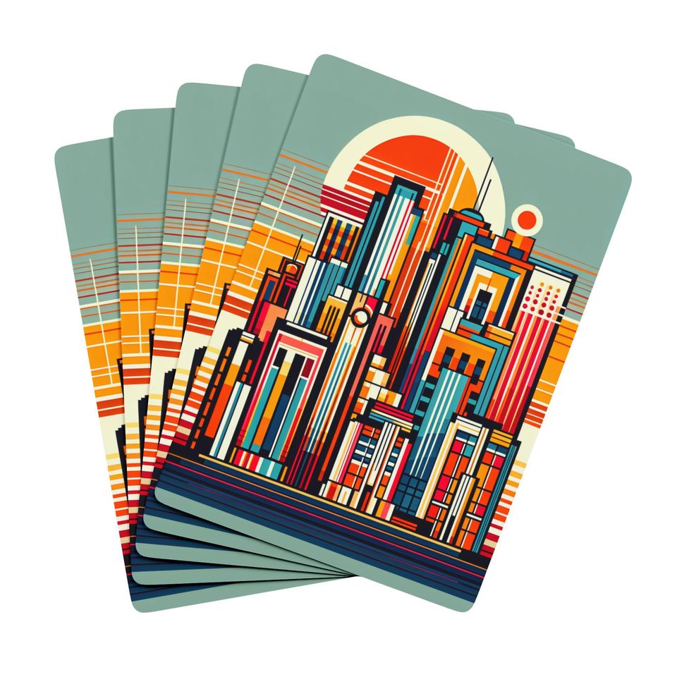 Art Deco Cityscape Playing Cards - Poker Deck for Game Night