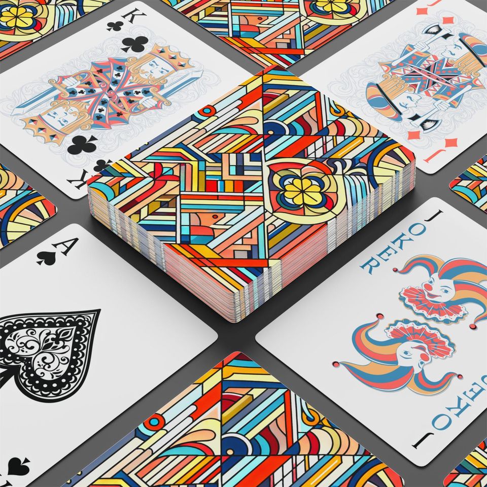 Art Deco Playing Cards: Colorful Poker Deck, Vintage Game Night