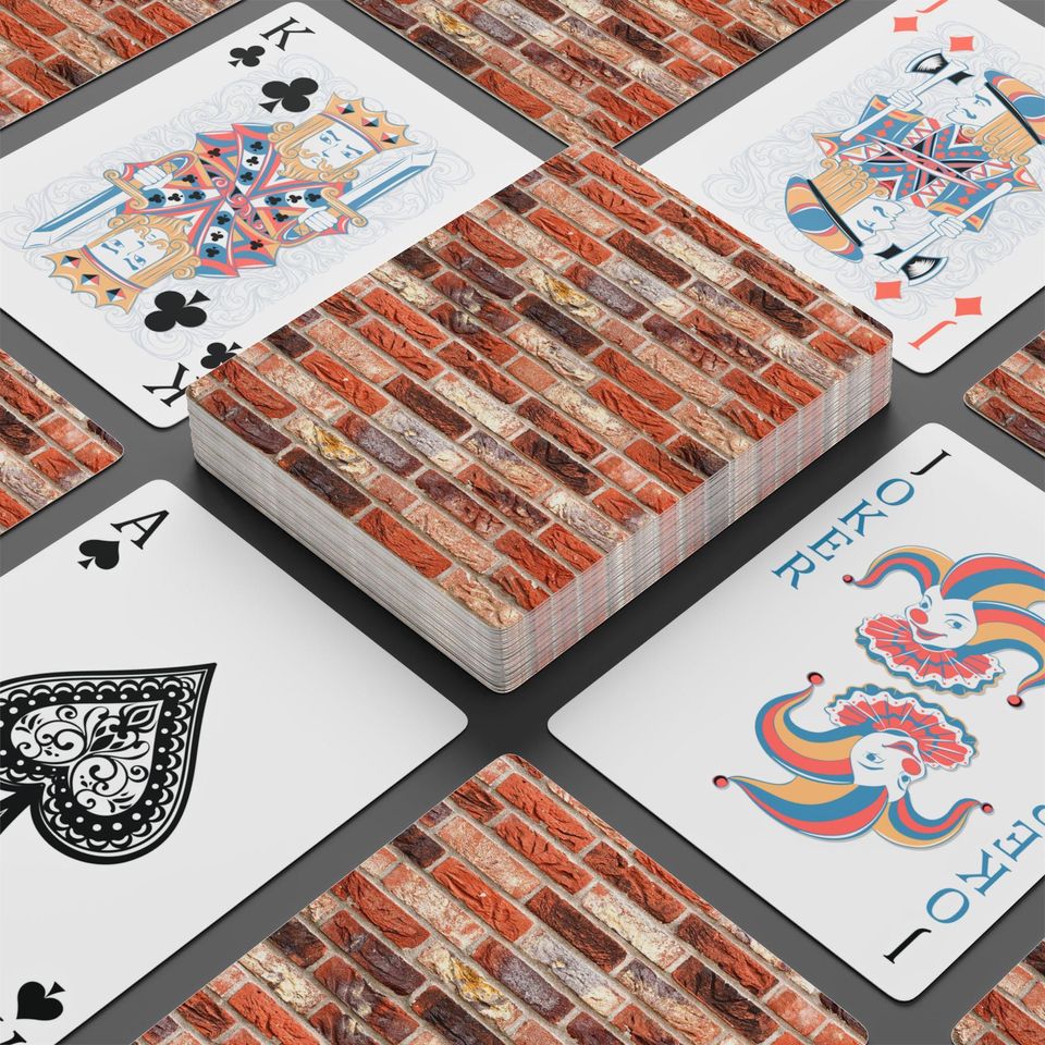 Brick Wall Poker Cards: Custom Casino Decor, Gamers Gift