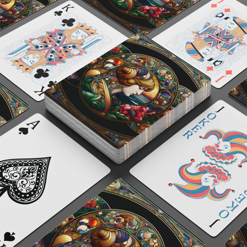 Art Nouveau Lady Playing Cards: Unique Poker Deck