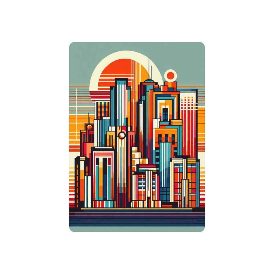 Art Deco Cityscape Playing Cards - Poker Deck for Game Night