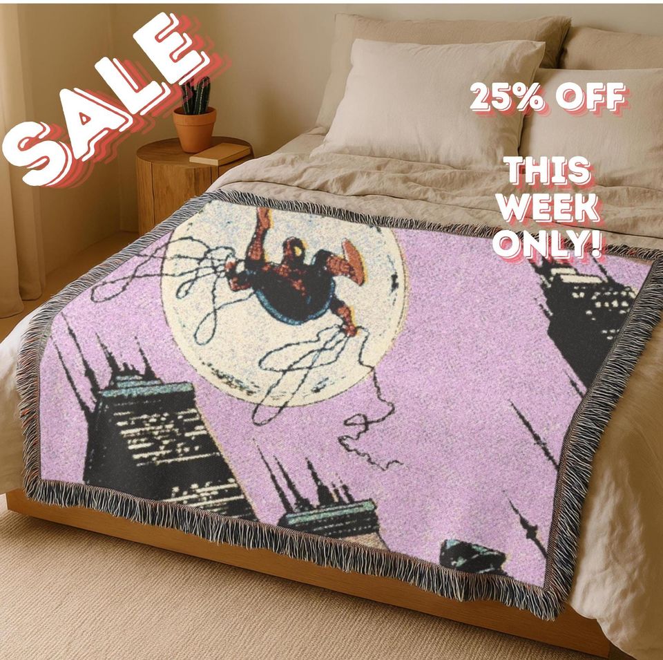 Marvel Spider-Man Woven Blanket | Comic Book Throw