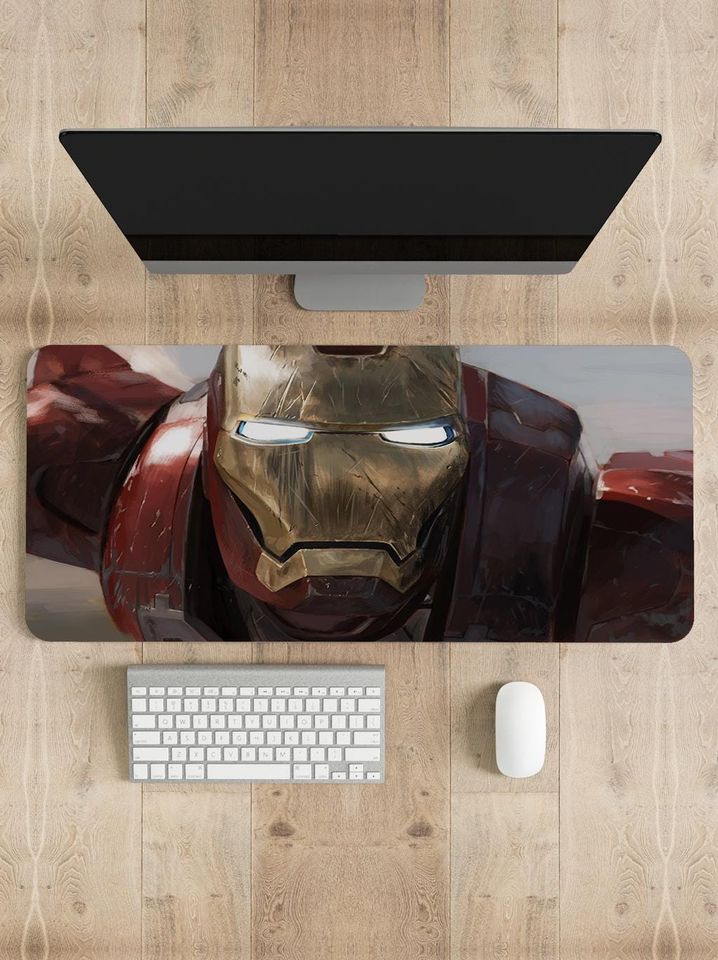 Iron Man Gaming Mouse Pad: Personalized Desk Mat, Stitched Edges
