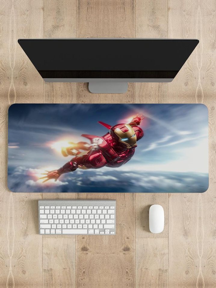 Iron Man Gaming Mouse Pad: Personalized Desk Mat, Stitched Edges