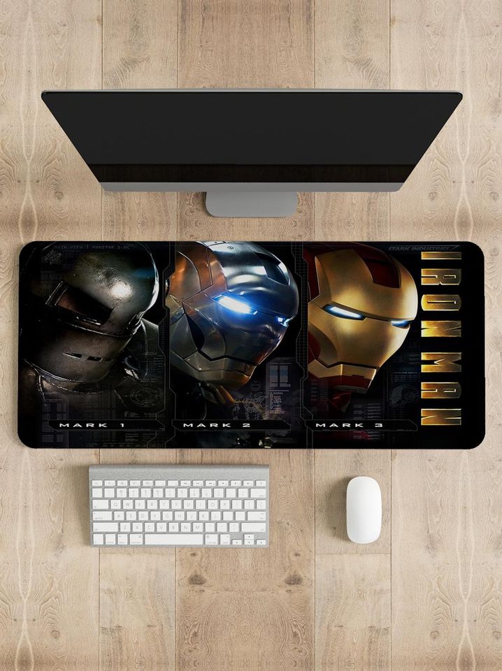 Iron Man Gaming Mouse Pad: Personalized Desk Mat, Stitched Edges