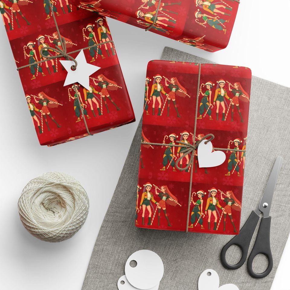 K-pop demon hunters wrapping paper Christmas anime gift wrap, kids holiday present decor, festive wrapping sheets, unique paper roll