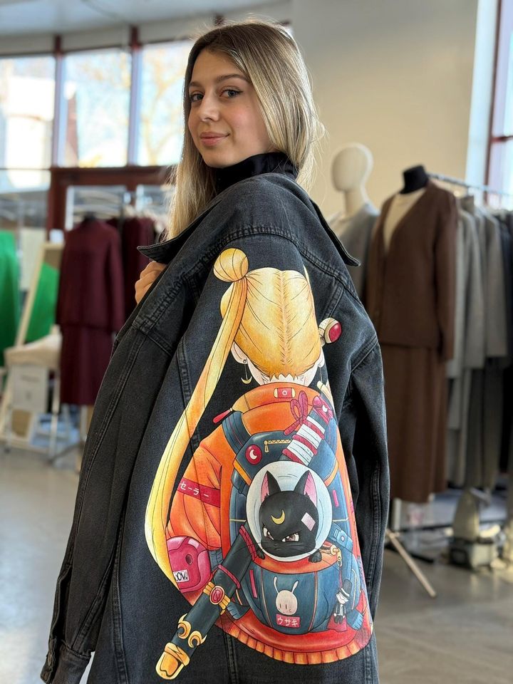 Anime Denim Jacket: Custom Manga Art, Gift for Disney Fans