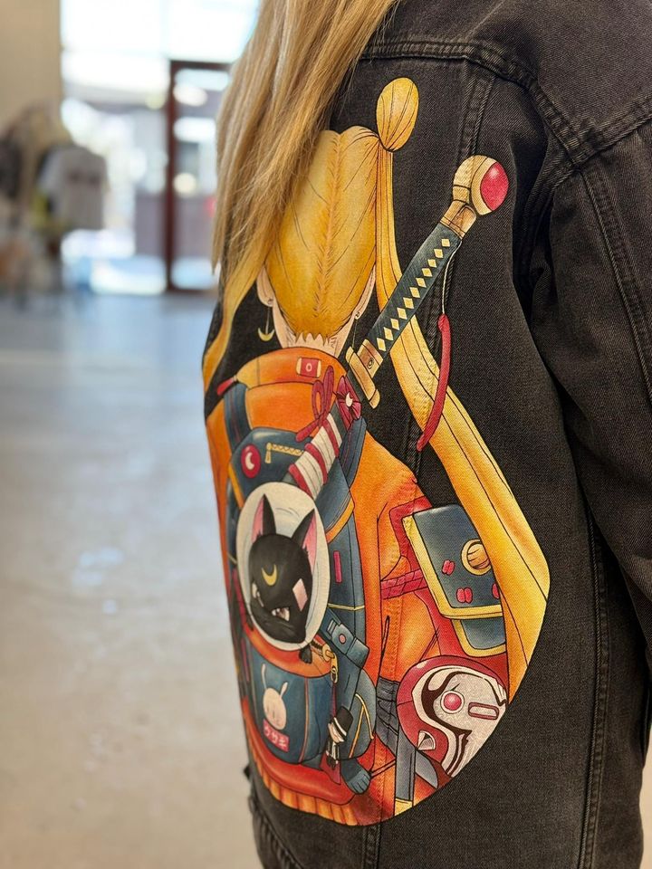Anime Denim Jacket: Custom Manga Art, Gift for Disney Fans
