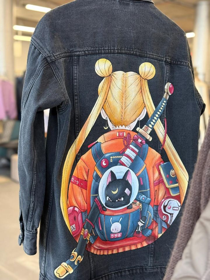 Anime Denim Jacket: Custom Manga Art, Gift for Disney Fans