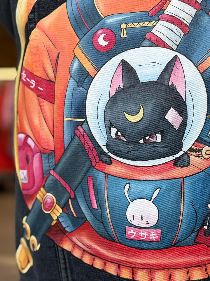 Anime Denim Jacket: Custom Manga Art, Gift for Disney Fans