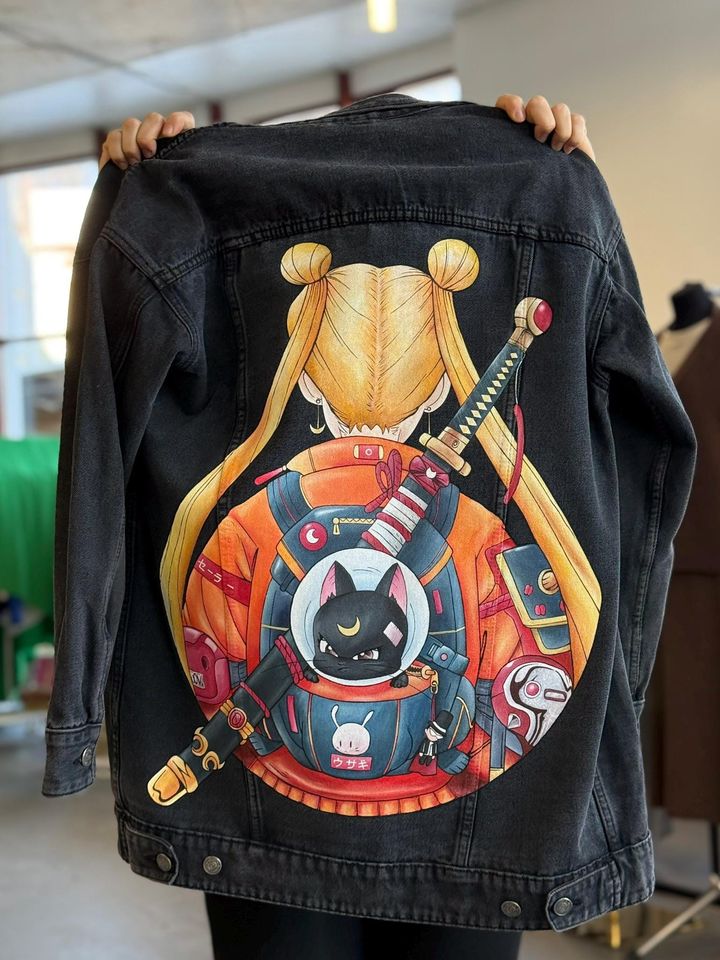 Anime Denim Jacket: Custom Manga Art, Gift for Disney Fans