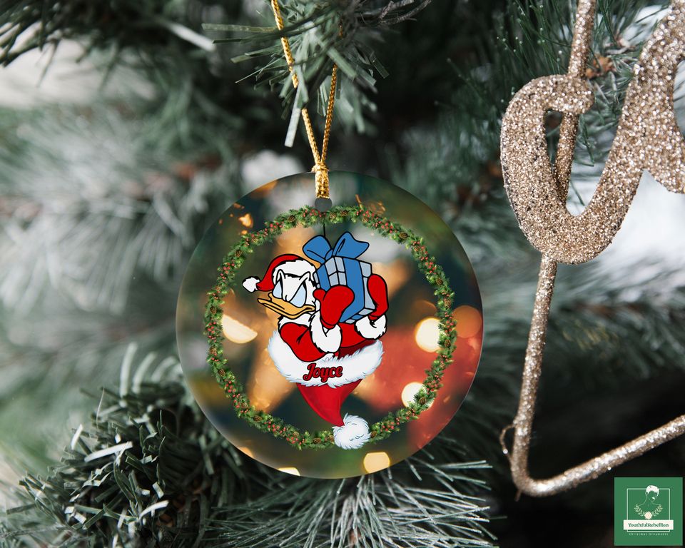 Personalized Donald Duck Ornament, Disney Christmas Ornament, Disney Character Ornament