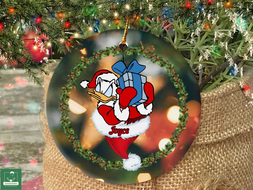 Personalized Donald Duck Ornament, Disney Christmas Ornament, Disney Character Ornament