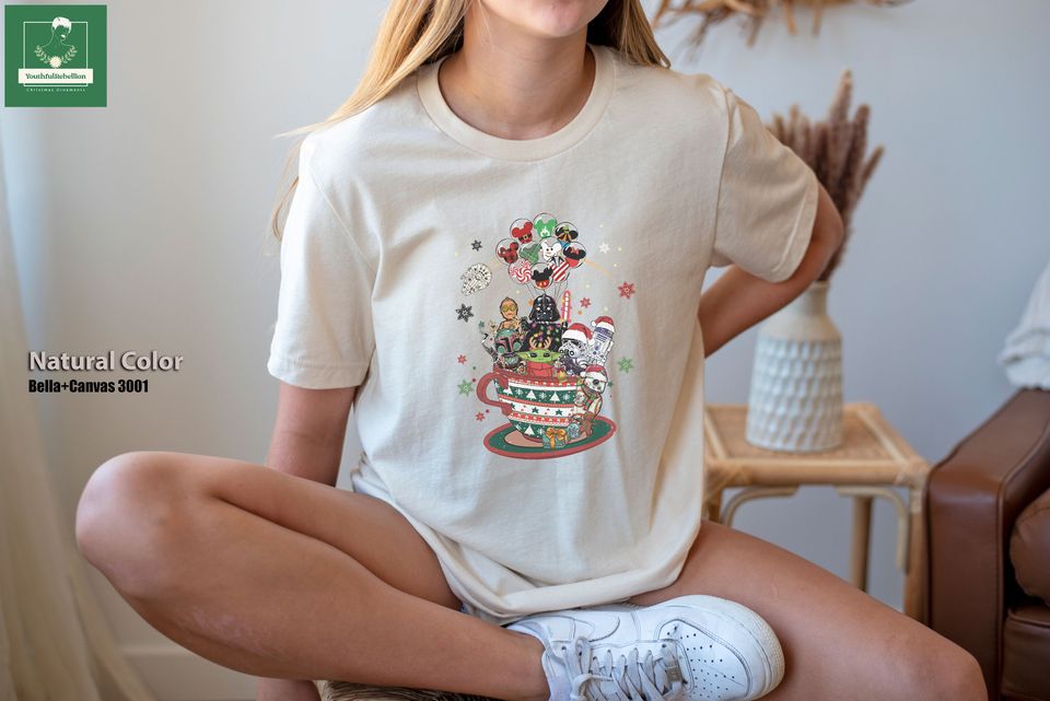 Retro Disney Star Wars Christmas Sweatshirt, Disney Teacup Sweatshirt