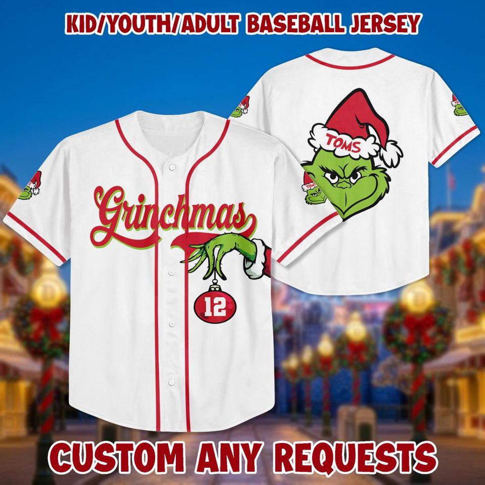 Personalized Grin Baseball Jersey: Christmas Birthday Gift