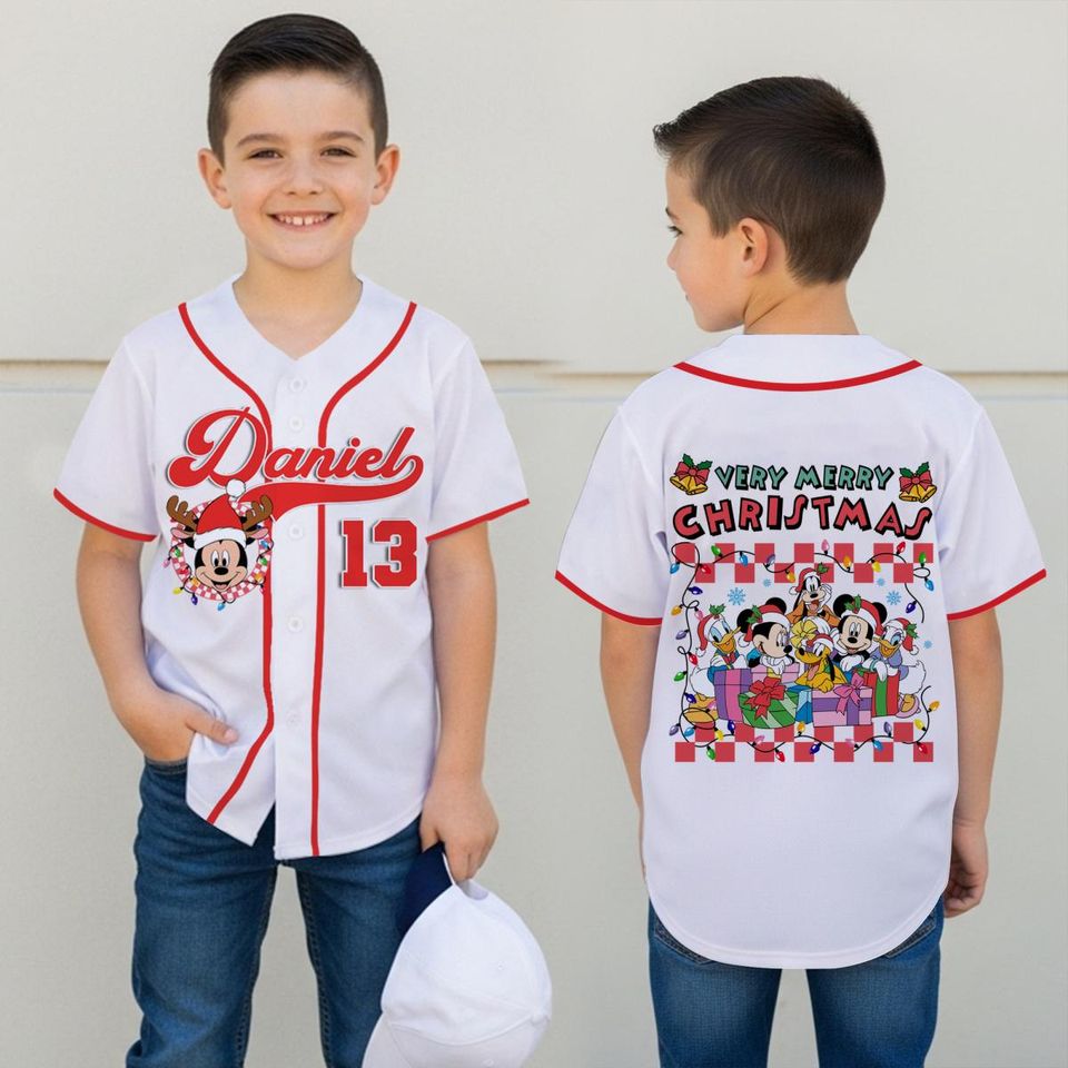 Personalized Mickey and Friends Christmas Jersey: Disney Birthday Shirt