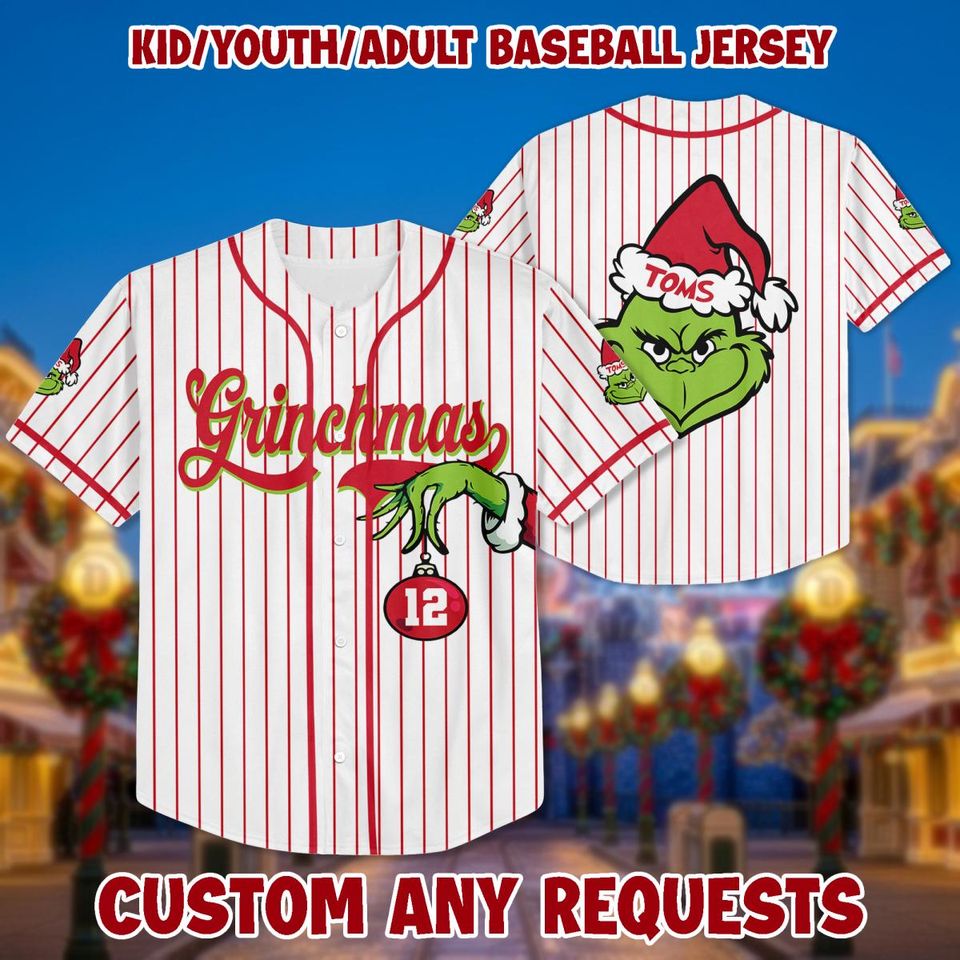 Personalized Grin Baseball Jersey: Christmas Birthday Gift