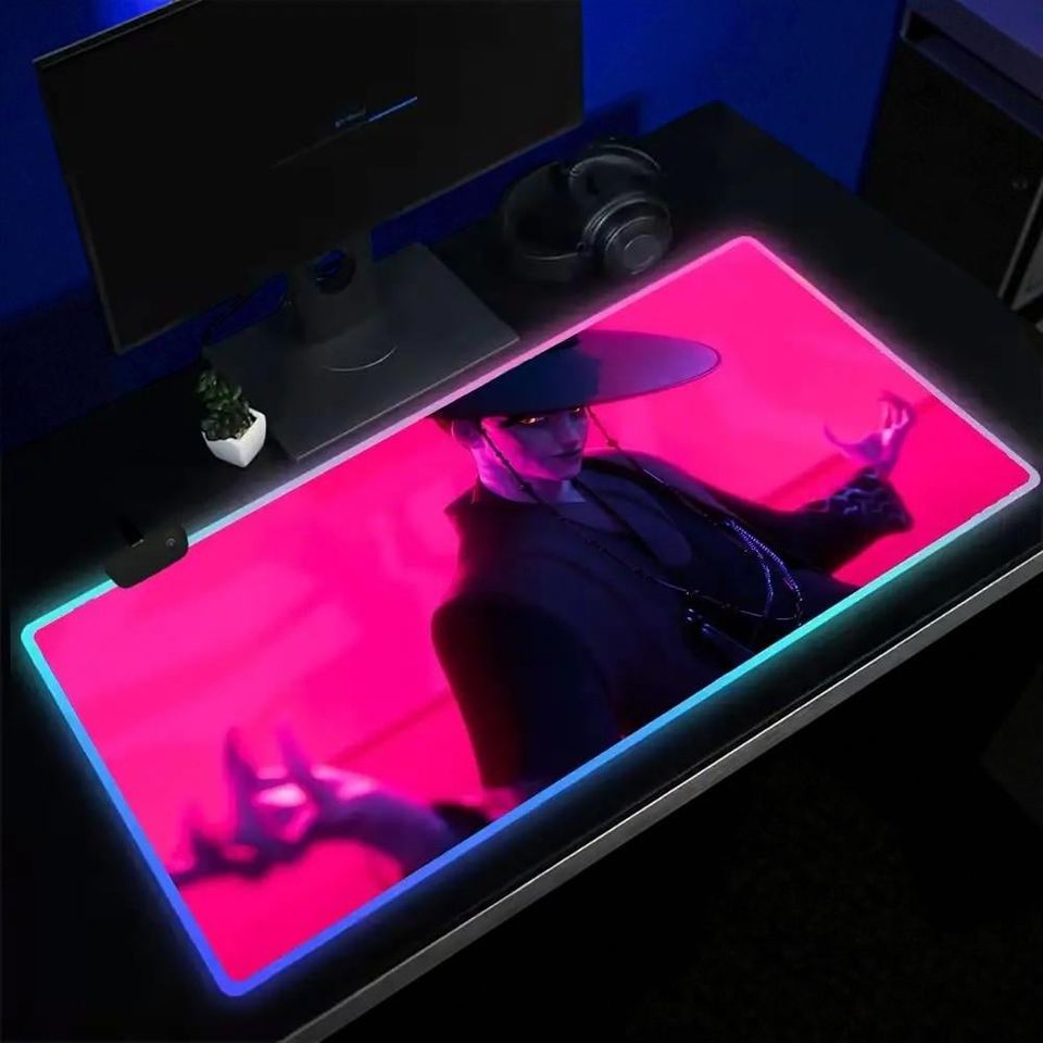 Kpop Demon Hunters Mouse Pad Anime Gaming Mouse Pad Table Pads Backlit Rubber Desktop RGB Desk Mats Christmas Gift