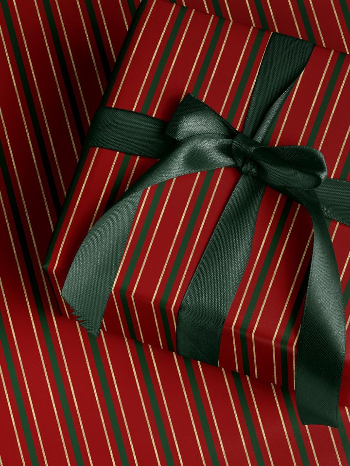 Christmas Wrapping Paper Roll, Elegant Striped Christmas Gift Wrap Roll, Holiday Gift Wrap, Luxury Christmas Wrapping Paper