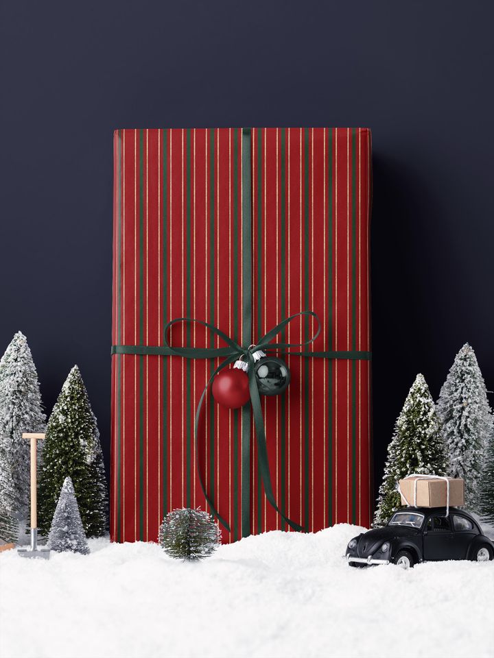Christmas Wrapping Paper Roll, Elegant Striped Christmas Gift Wrap Roll, Holiday Gift Wrap, Luxury Christmas Wrapping Paper