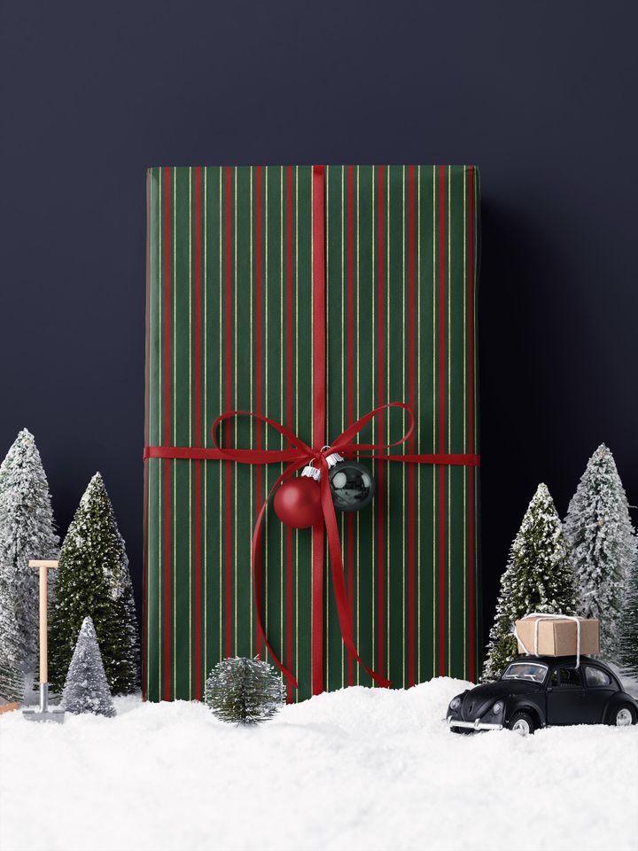 Christmas Wrapping Paper Roll, Elegant Striped Christmas Gift Wrap Roll, Holiday Gift Wrap, Luxury Christmas Wrapping Paper