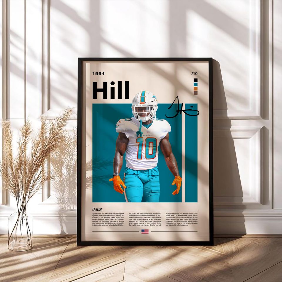 Tyreek Hill Dolphins Football Poster