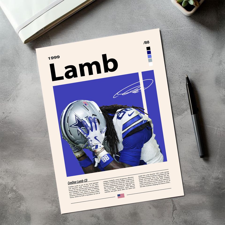 CeeDee Lamb Cowboys Football Wall Art Poster