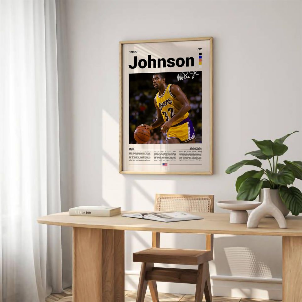 Magic Johnson Poster  NBA Basketball Wall Art